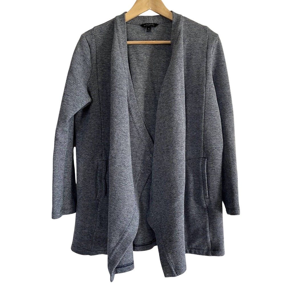 Banana Republic |‎ Women's M, Blue Herringbone, Open Front, Waterfall Cardigan
